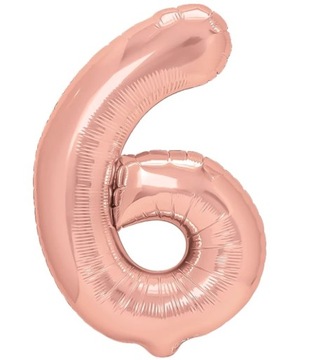 Balon Cyfra Cyferka 6 100 cm Różowe Złoto