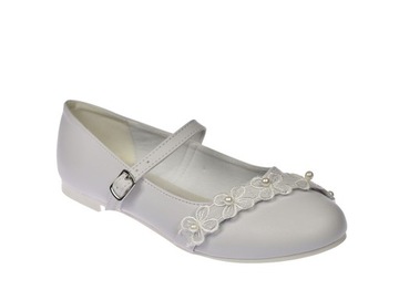 Туфли для причастия, белые полные балетки, размер 47/23. 34