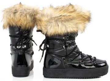 6998 ЧЕРНЫЕ УТЕПЛЕННЫЕ СНЕЖНЫЕ БОТИНКИ НА МЕХЕ 37