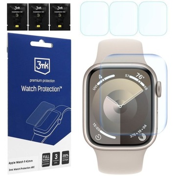 3x Folia Hydrożelowa 3mk Watch Protection do Apple Watch 9 41mm, Ochronna