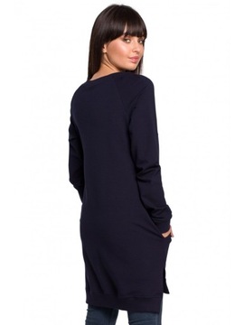 B101 Bluza Tunika z Rozcięciami Granat XL (42)