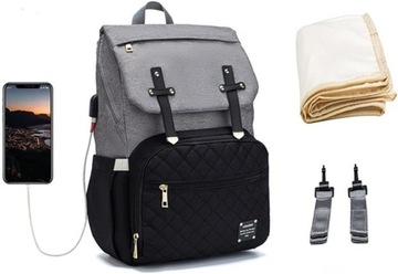 Plecak miejski torba mamy do wózka organizer 3w1 usb (T119)