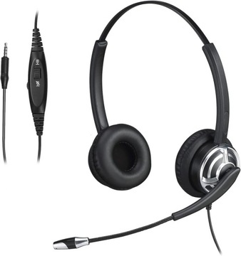 Słuchawki z mikrofonem Call Center Skype biuro gry
