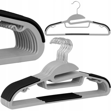 Гибкая вешалка, набор из 10 шт., серо-черный