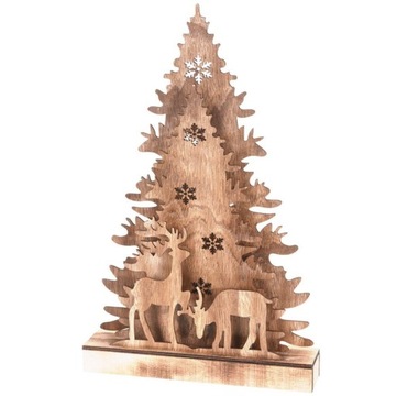 % Светящаяся деревянная елка 16 светодиодов 38 см /Коллекция Home Styling