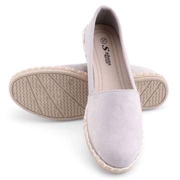 SZARE ESPADRYLE DAMSKIE WSUWANE TENISÓWKI PŁASKIE PÓŁBUTY TRAMPKI