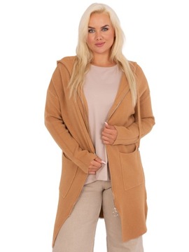 SWETER PLUS SIZE rozpinany Z KAPTUREM długi