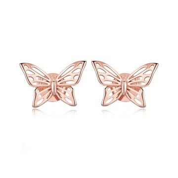 Srebrne kolczyki AŻUROWY MOTYL ROSE