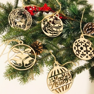 Деревянные игрушки-елочные игрушки, 20 шт - 9 см.