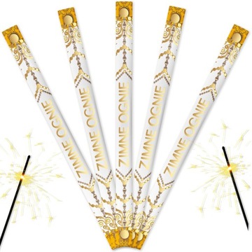 PIĘKNE SZTUCZNE ZIMNE OGNIE 70 cm - 30 szt *GOLD EDITION* NA WESELE ŚLUB