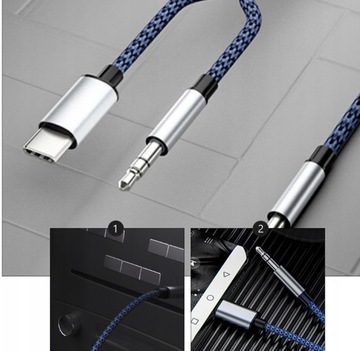 Kabel audio aux mini Jack do USB-C / Type-C przewód do samochodu radia 2M