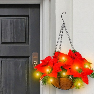 Подвесная рождественская корзина с цветами