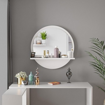 Белое настенное зеркало с полкой 45 СМ.