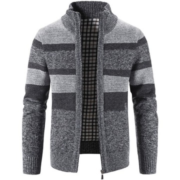 Men's Cardigan Striped Color-blocking Zipper Sweat