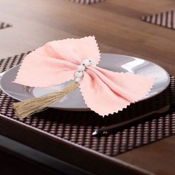 ДЕРЕВЯННЫЕ БУСЫ САЛФЕТНИЦА БОХО ПОЛОТЕНЦА