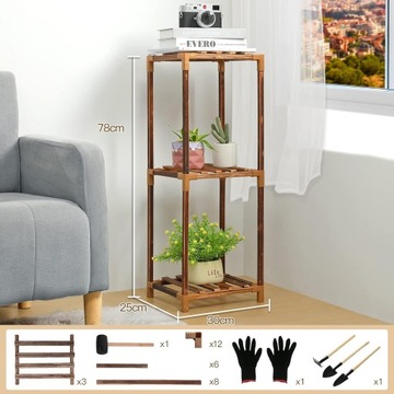 ДЕРЕВЯННАЯ ПОДСТАВКА ДЛЯ ЦВЕТОВ ЦВЕТОЧНЫЕ кашпо РАСТЕНИЯ КНИЖНЫЙ ШКАФ С 3 ПОЛКАМИ