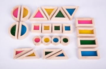 Радужные деревянные сенсорные блоки, 24 элемента.