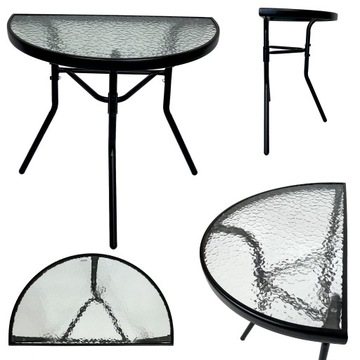 STÓŁ STOLIK SZKLANY BALKON TARAS OGRÓD KAWOWY SZKŁO HARTOWANE LIPARI CZARNY