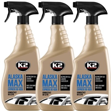 K2 ALASKA MAX 3 SZT ODMRAŻACZ PŁYN DO ODMRAŻANIA SZYB SAMOCHODOWYCH 700 ML