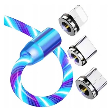 Kabel magnetyczny LED do Micro USB TYP C IPHONE