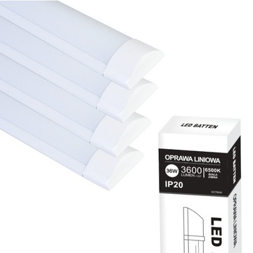 4x Oprawa lampa LED BATTEN 36W 6500K barwa zimna 3600lm 120cm
