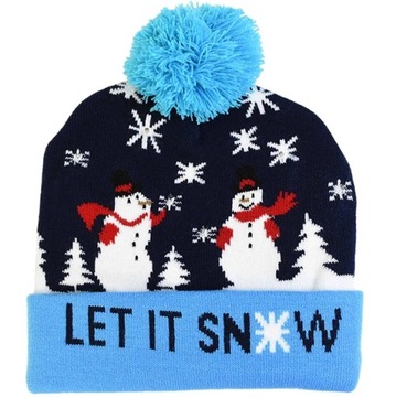 РОЖДЕСТВЕНСКАЯ ЗИМНЯЯ ШАПКА РОЖДЕСТВЕНСКИЕ СВЕТЯЩИЕСЯ СНЕГОВИК ТЕПЛЫЙ ЦВЕТНОЙ СВЕТОДИОДНЫЙ ПОДАРОК