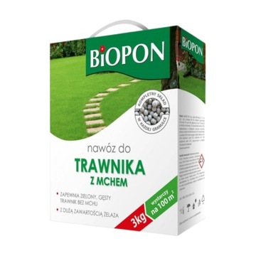 BIOPON NAWÓZ DO TRAWNIKA Z MCHEM GRANULAT 3KG OGRANICZA POWSTAWANIE MCHU