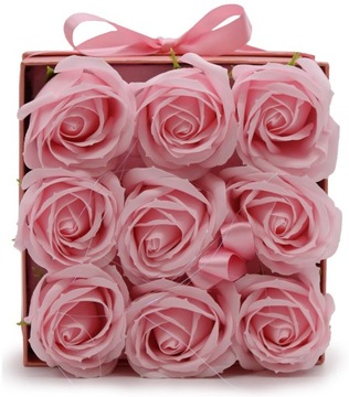 FLOWER BOX - RÓŻOWE RÓŻE - KWIATY Z MYDŁA PREZENT