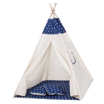 NAMIOT DLA DZIECI TIPI WIGWAM DOMEK XXL 160x120x100 cm + MATA PODUSZKI