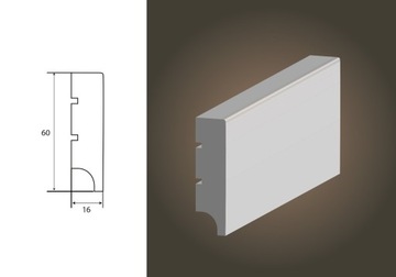 Listwa przypodłogowa MDF Basic R1 - 16x60 Lagrus