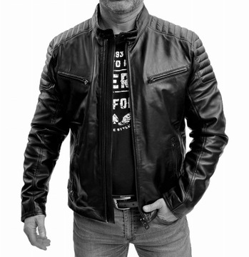 Męska Kurtka Skórzana Czarna model,2XL