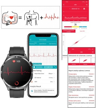 ZEGAREK SMARTWATCH MĘSKI Z ROZMOWAMI EKG POMIAR CUKRU BMI Ciśnieniomierz