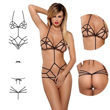 Obsessive Slave otwarte sexy body paski czarne S/M