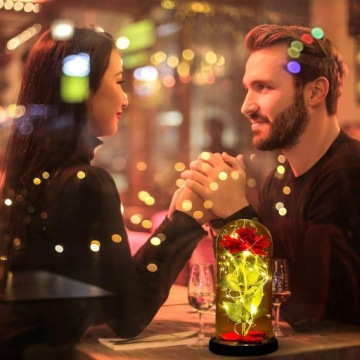 ВЕЧНАЯ РОЗА В СТЕКЛЕ СВЕТЯЩАЯСЯ СВЕТОДИОДНАЯ ИДЕЯ ПОДАРКА КРАСИВАЯ КАК НАСТОЯЩАЯ