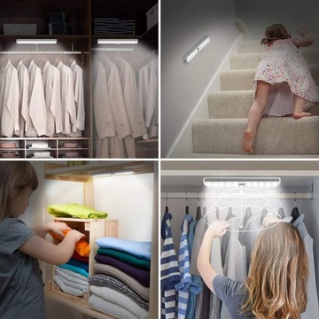 БЕСПРОВОДНАЯ ЛАМПА ПОД ШКАФОМ 10 СВЕТОДИОДОВ С PIR ДАТЧИКОМ ДВИЖЕНИЯ НОЧНОЙ МАГНИТ