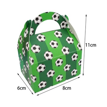 50 szt. pudełek na cukierki na przyjęcie, wzór piłki nożnej, przenośne, puste, zielone