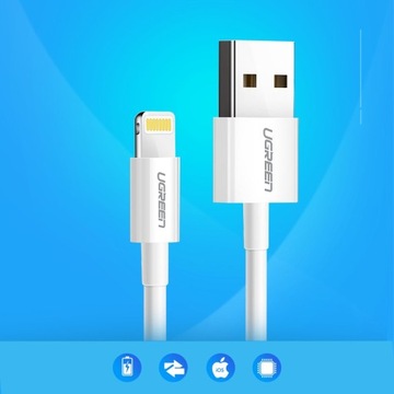 КАБЕЛЬ UЗЕЛЕНЫЙ USB - МОЛНИЯ С СЕРТИФИКАТОМ MFI ДЛЯ IPHONE 1м 2.4А