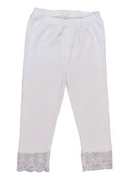 Legginsy getry leginsy 3/4 z koronką 128 białe