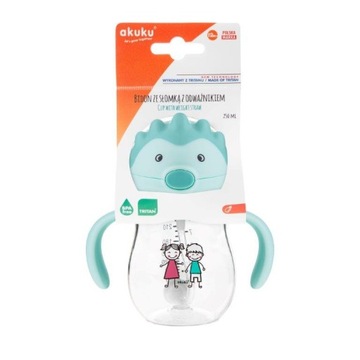 AKUKU. Bidon ze słomką z odważnikiem 250 ml zielony/miętowy