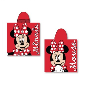 Ręcznik plażowy dziecięcy poncho 55x110 55x110 Myszka Minnie czerwony