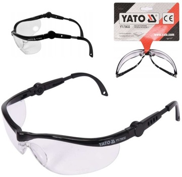 ЗАЩИТНЫЕ ОЧКИ YATO ПРОЗРАЧНЫЕ ОЧКИ ДЛЯ БЕЗОПАСНОСТИ РЕГУЛИРОВКА