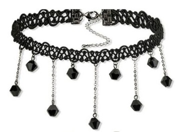 Choker Naszyjnik Koronka Kamień Elegancki