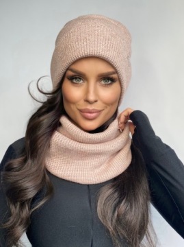 КОМПЛЕКТ ЖЕНСКИЙ, ШАПКА ЖЕНСТВЕННАЯ, МОРДОЧКА, ЭЛЕГАНТНЫЙ КОМПЛЕКТ, ШЕРСТЬ, КОЛ 2838