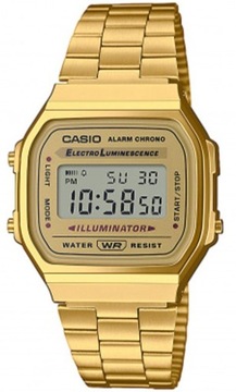 Культовые золотые часы в стиле ретро на браслете Casio Vintage A168WG 9EF + ГРАВИРОВКА