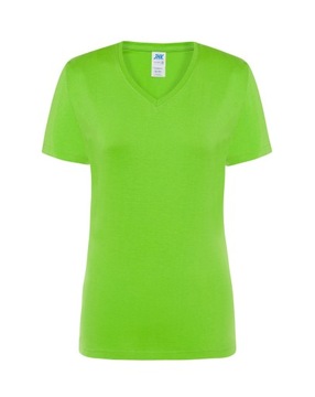 KOSZULKA Damska ZIELONA Limonka w Serek T-Shirt Damski JHK COMFORT V-NECK