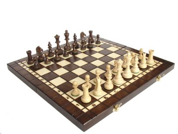 szachy drewniane No 4 + BACKGAMMON + WARCABY