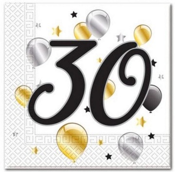 Serwetki 30 Urodziny Trzydzieste 20 Sztuk Balony