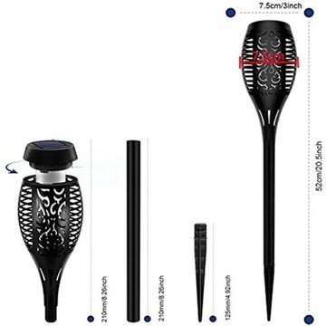 СОЛНЕЧНАЯ СВЕТОДИОДНАЯ ЛАМПА 4 ШТ. ФАКЕЛ С ЭФФЕКТОМ ПЛАМЕНИ 52 СМ ДЛЯ ОТКРЫТОГО ПАТИО