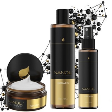 Zestaw maska + odżywka + szampon wzmacniający włosy z keratyną Nanoil