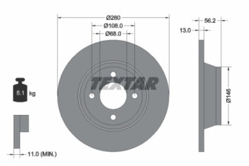 ПЕРЕДНИЕ ТОРМОЗНЫЕ ДИСКИ TEXTAR AUDI 80 B4 280 ММ